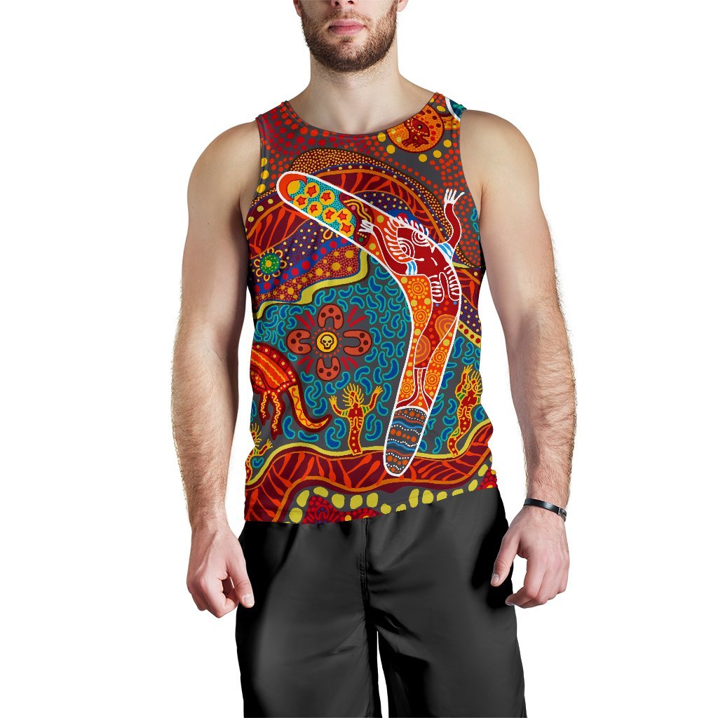 Aboriginal Men's Tank Top - Indigenous Boomerang - Vibe Hoodie Shop