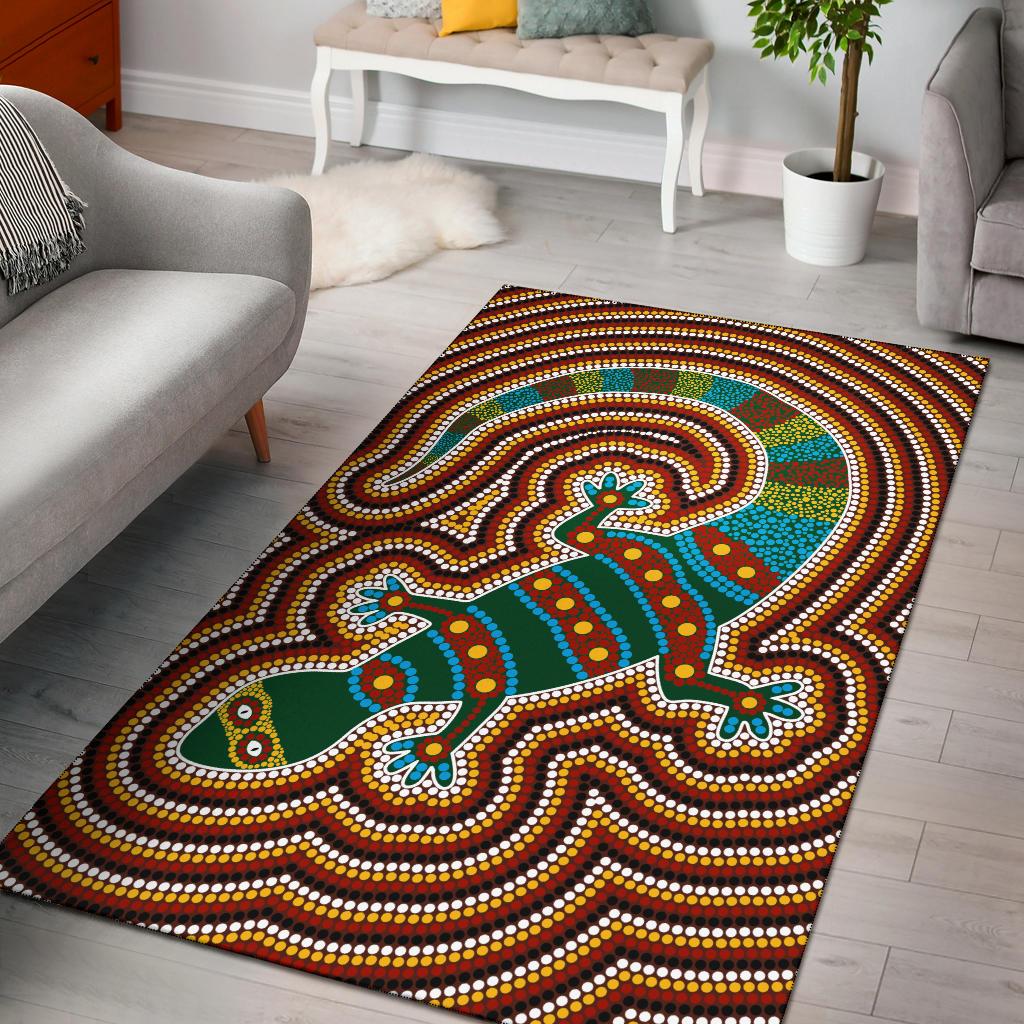 Aboriginal Area Rug, Lizard Dot Painting Patterns - Vibe Hoodie Shop