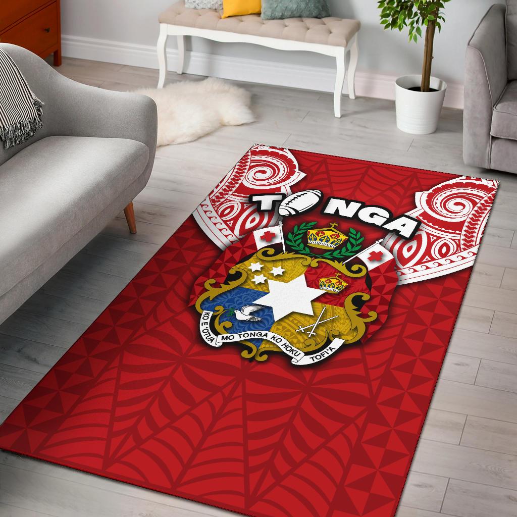 (Custom Personalised) Tonga Rugby Area Rug Royal Style - Vibe Hoodie Shop