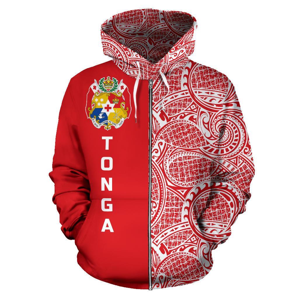 Zip Up Hoodie Tonga - Half Style Polynesian - Vibe Hoodie Shop