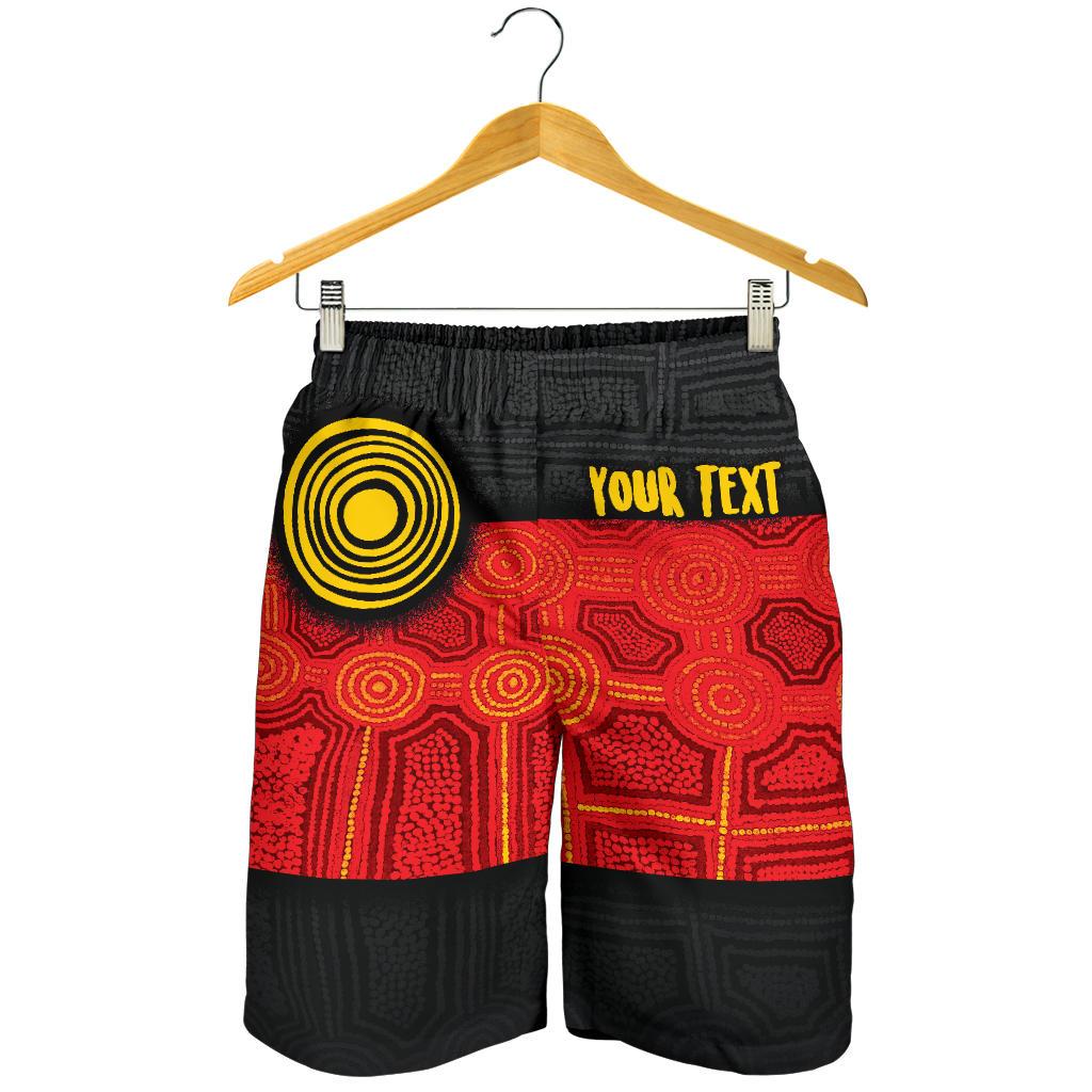 Personalised Aboriginal Men's Shorts - Aussie Indigenous Flag - Vibe Hoodie Shop