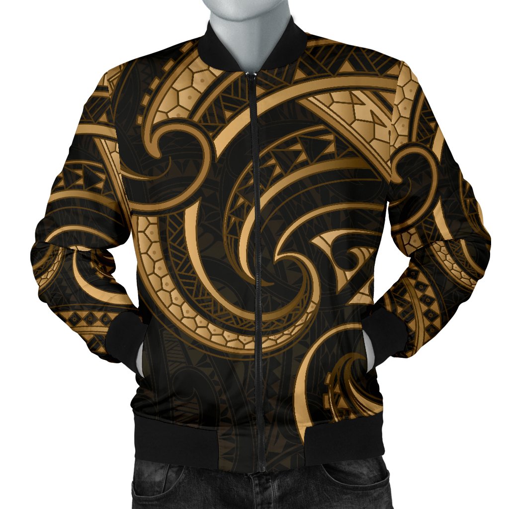 New Zealand Maori Mangopare Men Bomber Jacket Polynesian - Gold - Vibe Hoodie Shop