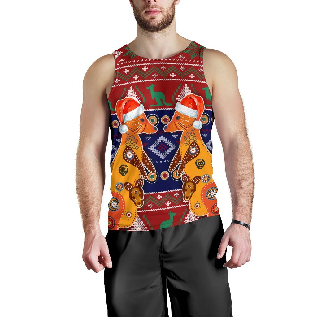 Christmas Australia Men's Tank Top - Mother Kangaroo In Christmas - Vibe Hoodie Shop