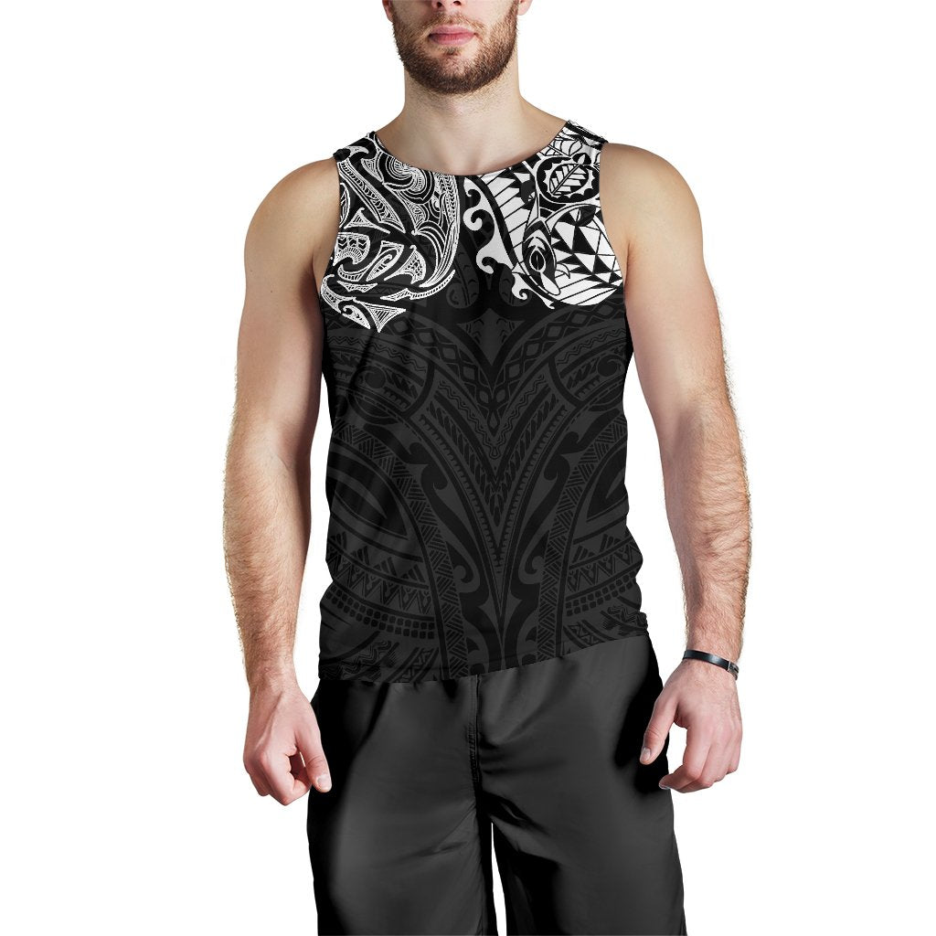 New Zealand Men's Tank Top, Maori Polynesian Tattoo White - Vibe Hoodie Shop