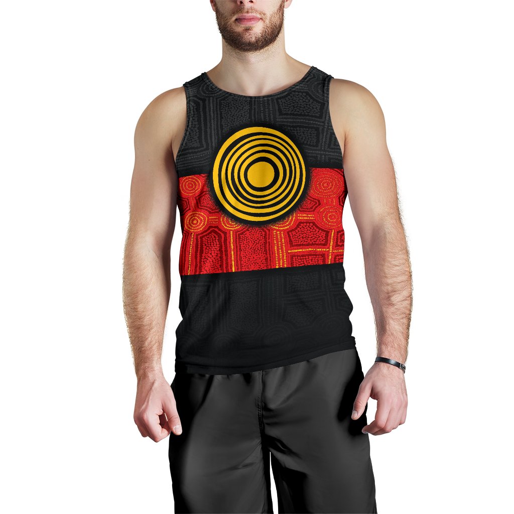 Aboriginal Men's Tank Top - Aussie Indigenous Flag - Vibe Hoodie Shop