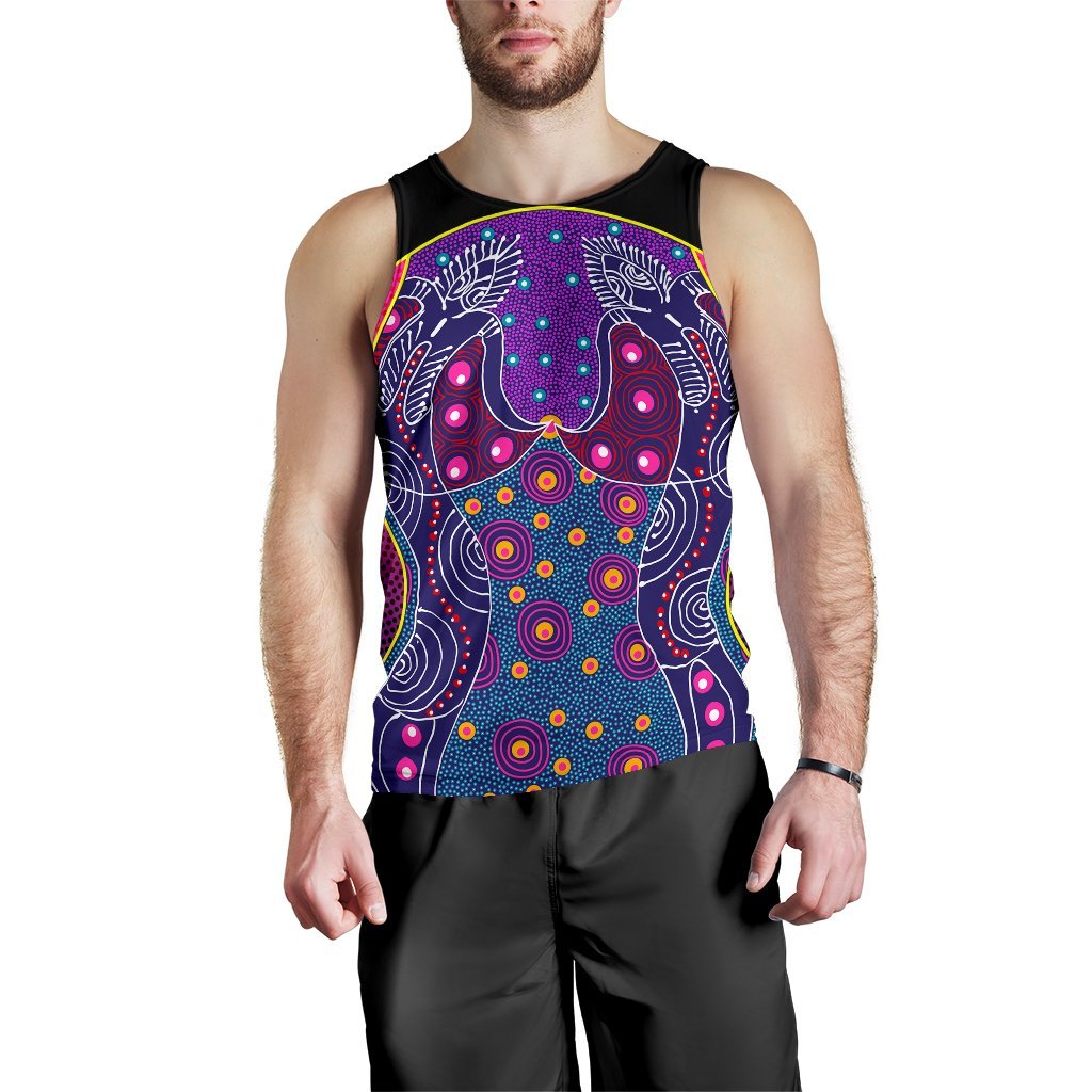 Men's Tank Top - Aboriginal Sublimation Dot Pattern Style (Violet) - Vibe Hoodie Shop