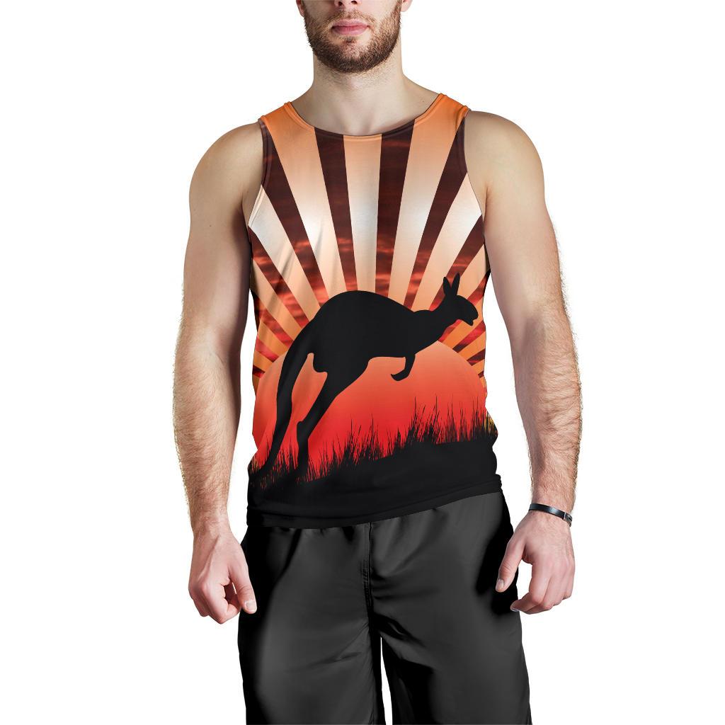 Men Tank Top - Kangaroo Mens Tank Sunset Ver03 - Vibe Hoodie Shop