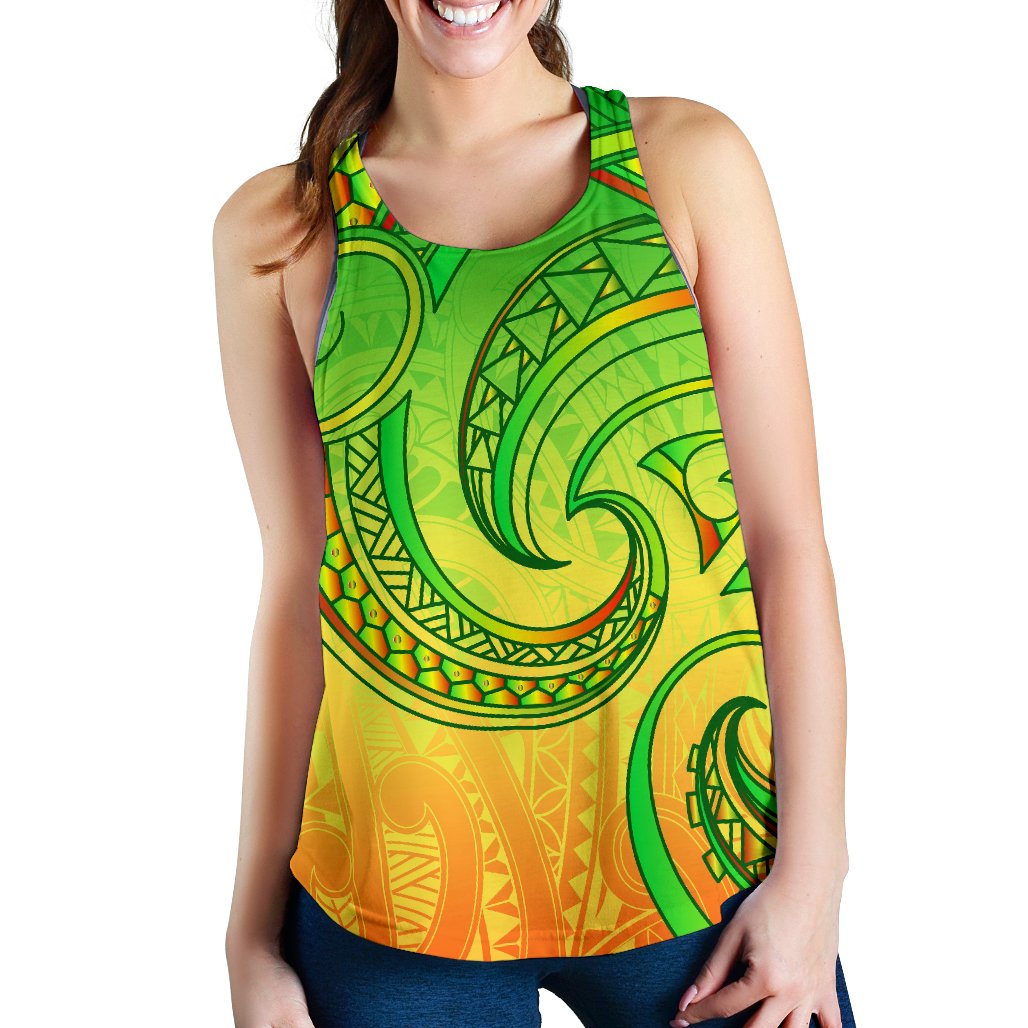 New Zealand Maori Mangopare Women Racerback Tank Polynesian - Rasta - Vibe Hoodie Shop