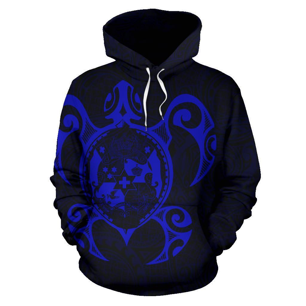 Hoodie Tonga Polynesian Coat Of Arms In Turtle Map Blue - Vibe Hoodie Shop