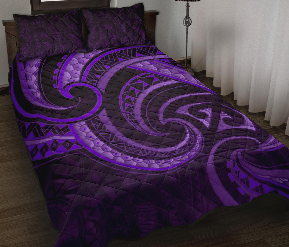 New Zealand Maori Mangopare Quilt Bed Set Polynesian - Purple - Vibe Hoodie Shop