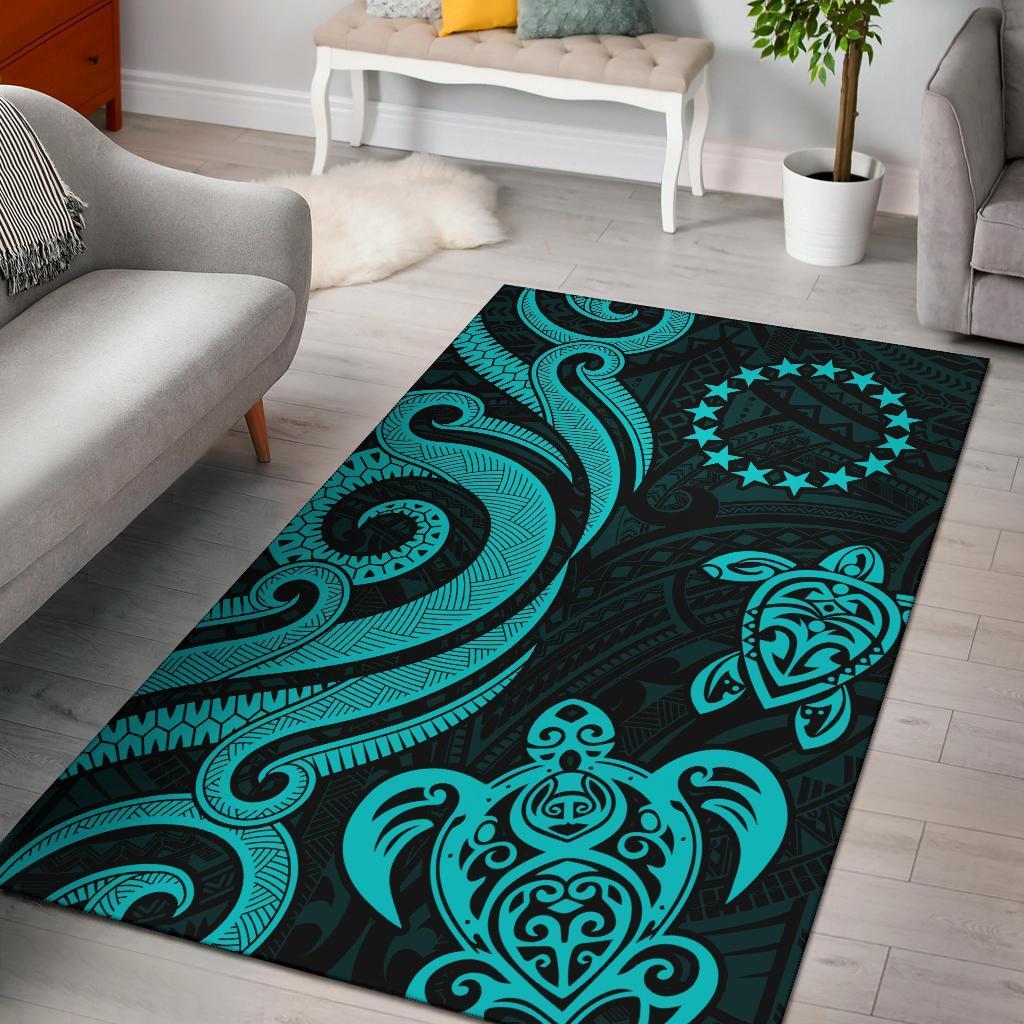 Cook Islands Area Rug - Turquoise Tentacle Turtle - Vibe Hoodie Shop