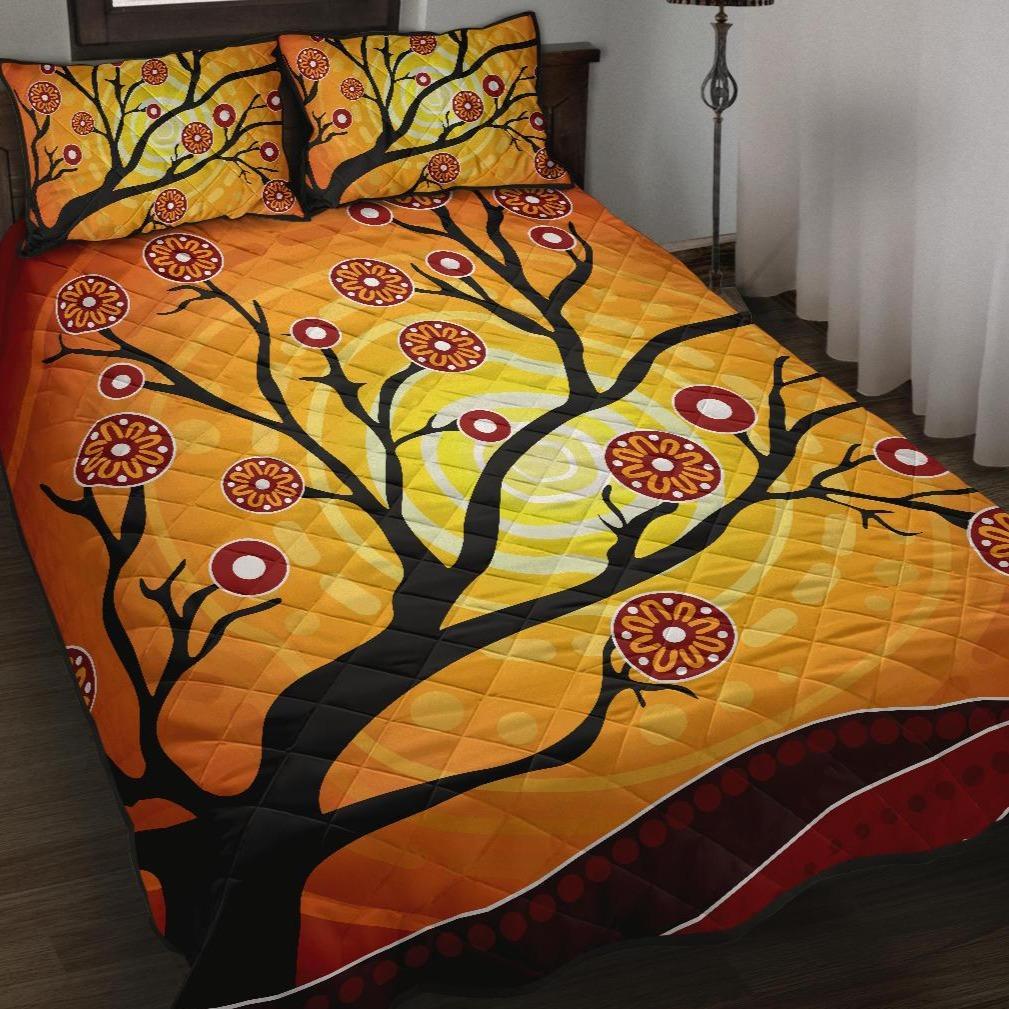 Aboriginal Quilt Bed Set - Tree In Spring Season - Vibe Hoodie Shop