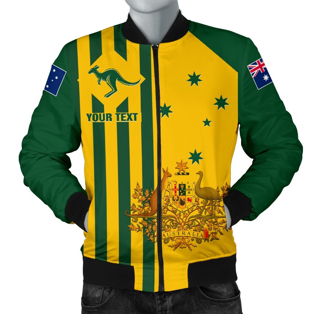 Custom Men's Bomber Jacket - Australia Kangaroo Sign National Color - Vibe Hoodie Shop