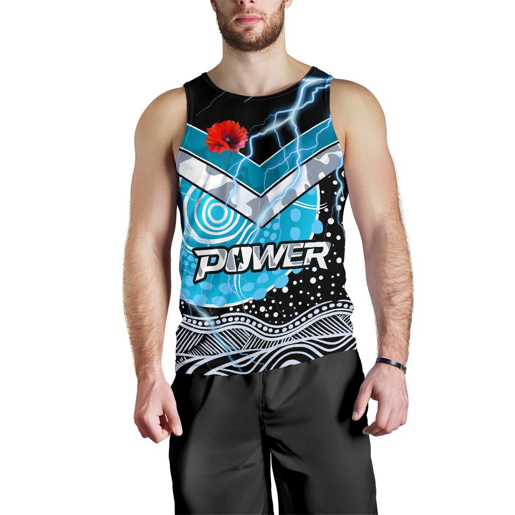 Power ANZAC Day Men Tank Top Port Adelaide Lighting - Vibe Hoodie Shop