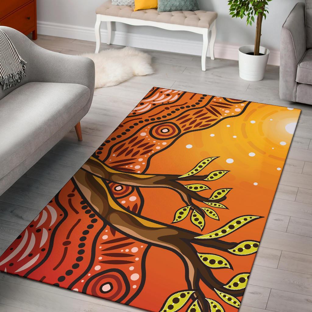 Aboriginal Area Rug - Tree On The Hill - Vibe Hoodie Shop