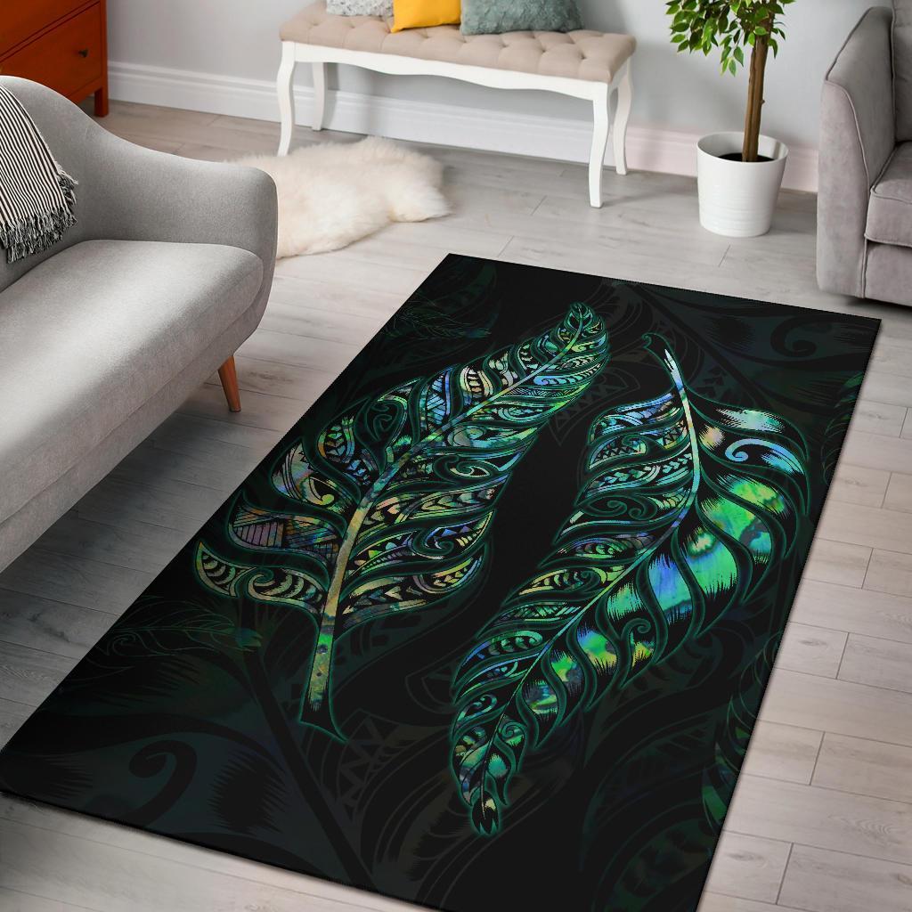 New Zealand Silver Fern Couple Area Rug Paua Shell - Vibe Hoodie Shop