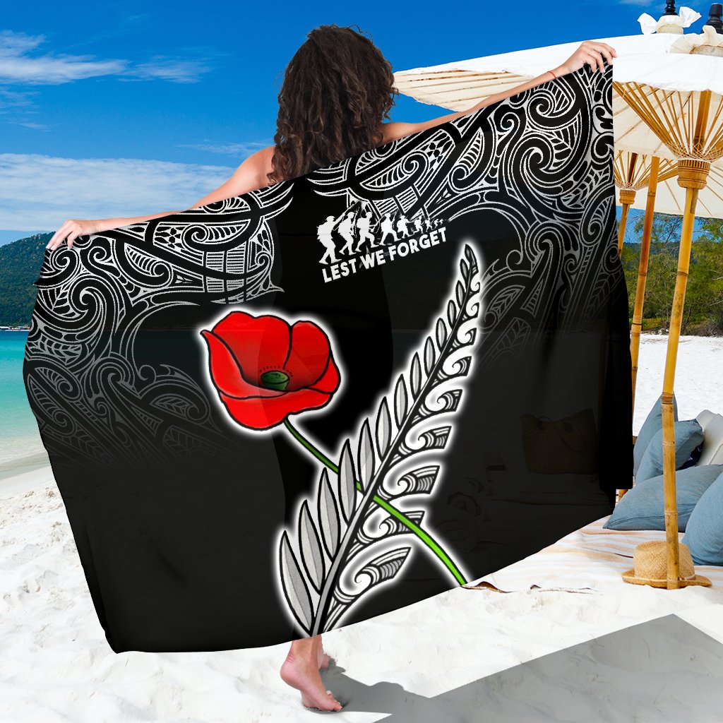 ANZAC Australia and New Zealand Sarong, Poppy Fern Lest We Forget - Vibe Hoodie Shop