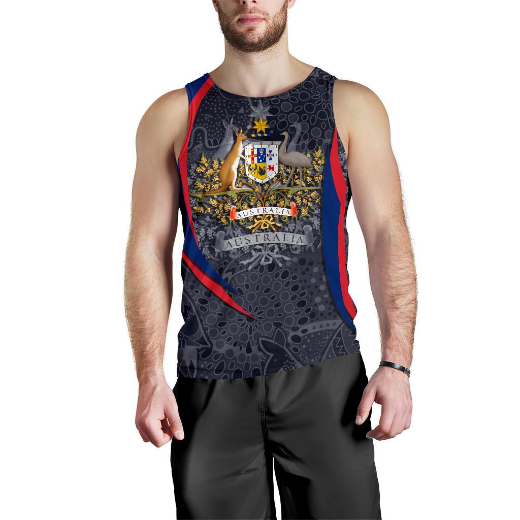 (Custom Text) Tank Top - Australia Coat of Arms Aussie Spirit - Men - Vibe Hoodie Shop