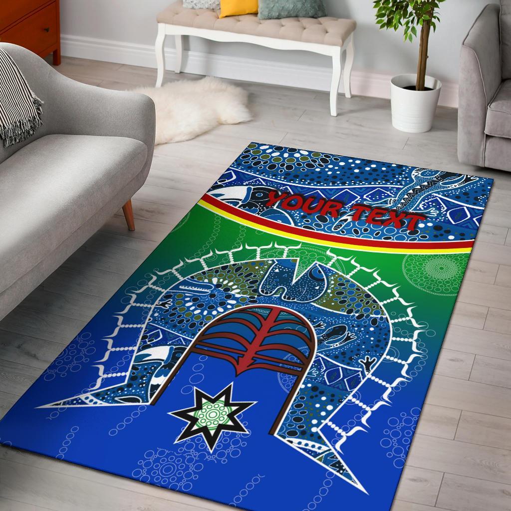 Personalised Area Rug - Torres Strait Symbol With Aboriginal Patterns - Vibe Hoodie Shop