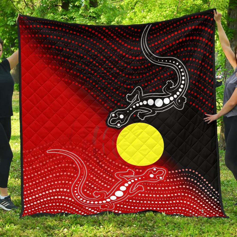 Aboriginal Premium Quilt - Two Indigenous Lizard - Vibe Hoodie Shop