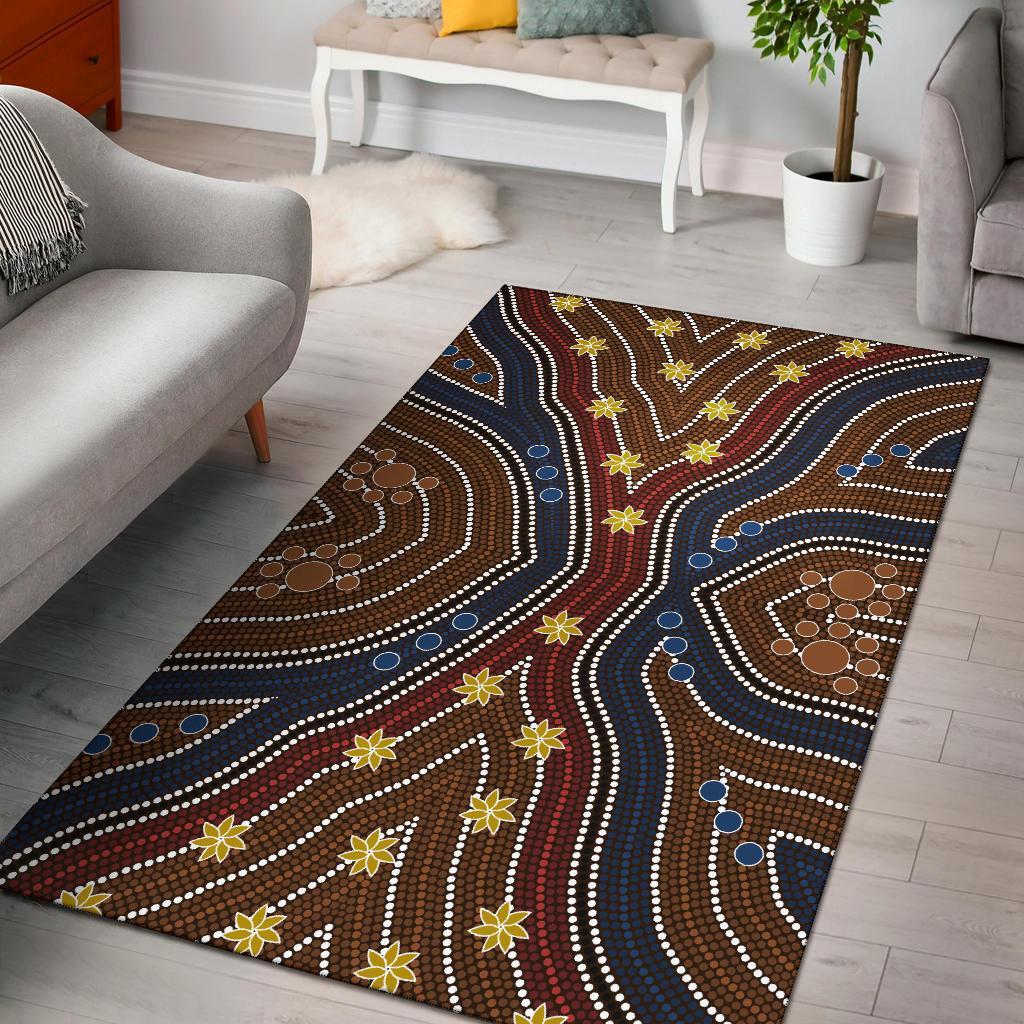 Area Rug - Aboriginal Dot Painting Depicting Wet - Vibe Hoodie Shop