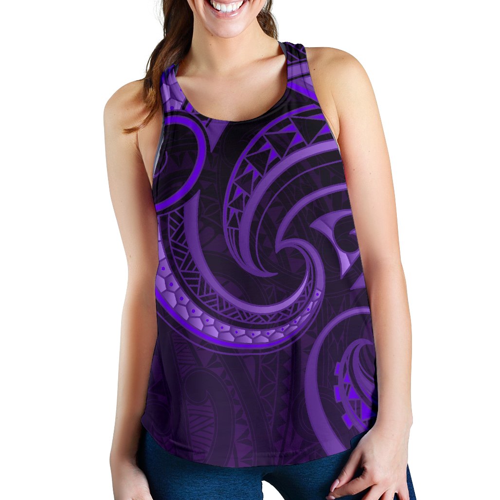 New Zealand Maori Mangopare Women Racerback Tank Polynesian - Purple - Vibe Hoodie Shop