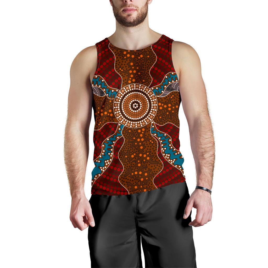 Men Tank Top - Aboriginal Dot Painting Mens Tank Ver06 - Vibe Hoodie Shop