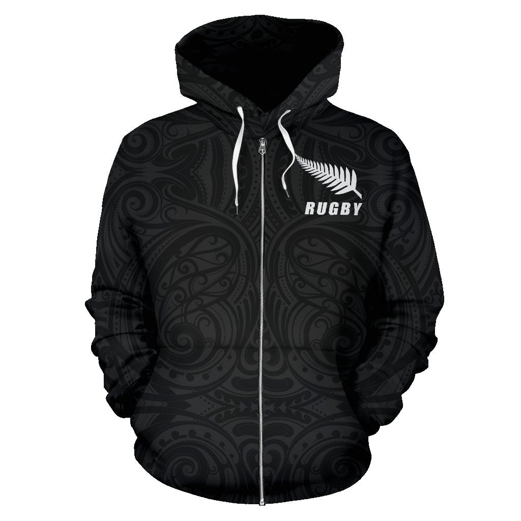 New Zealand Rugby Zip Up Hoodie, Maori Haka Fern Zipper Hoodie - Vibe Hoodie Shop