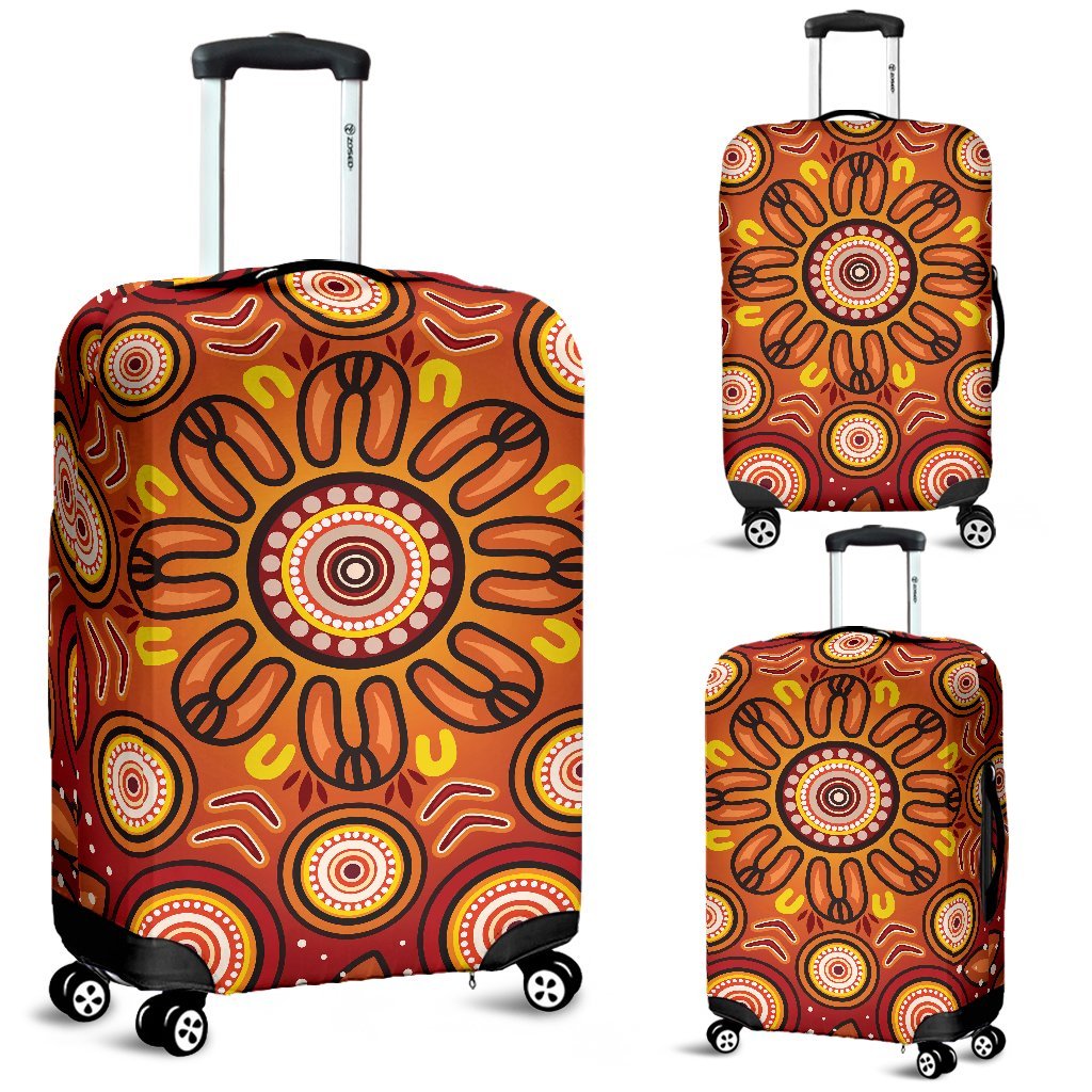 Aboriginal Luggage Covers - Circle Flowers Patterns VER01 - Vibe Hoodie Shop