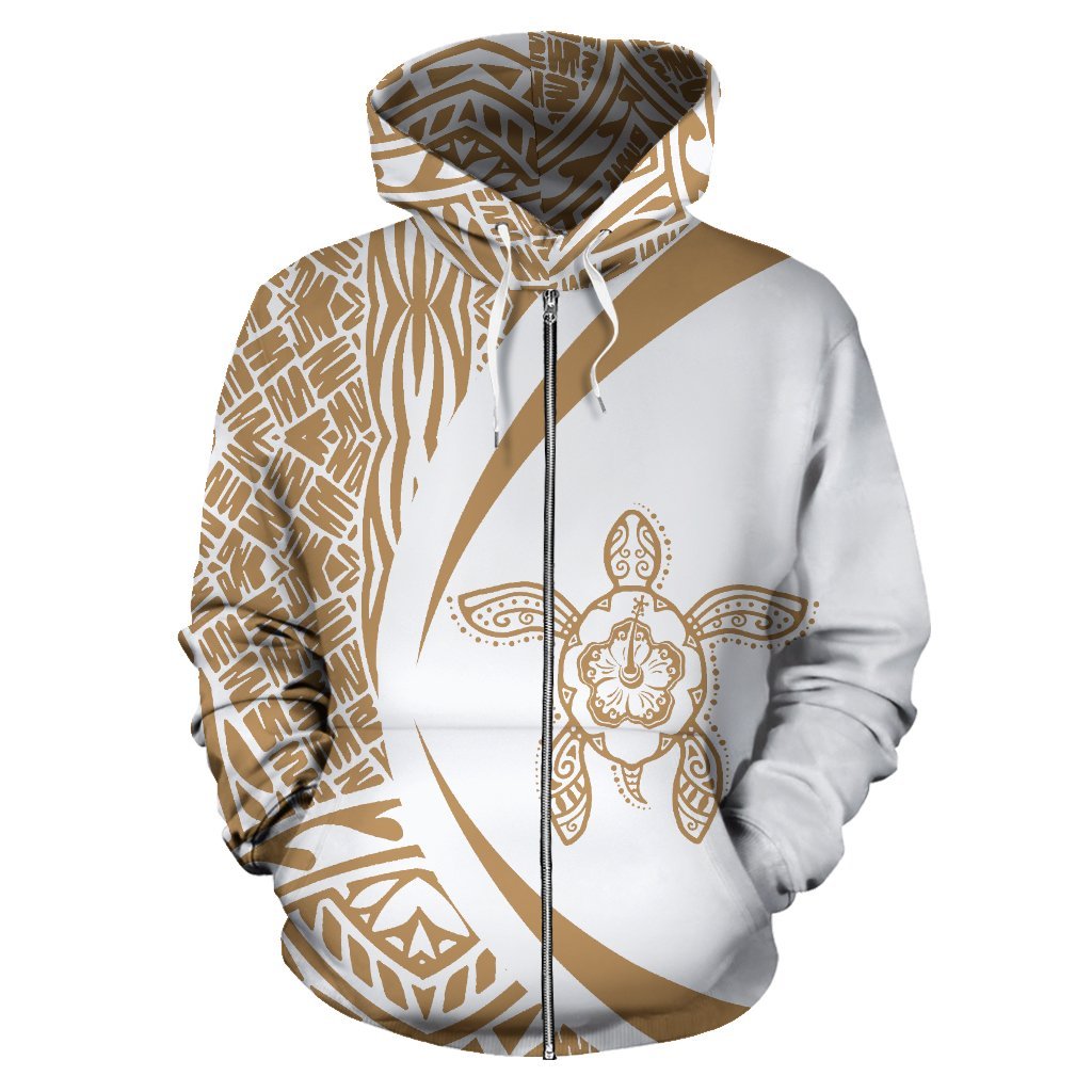 American Samoa Turtle Polynesian Zip Up Hoodie - Circle Style 05 - Vibe Hoodie Shop