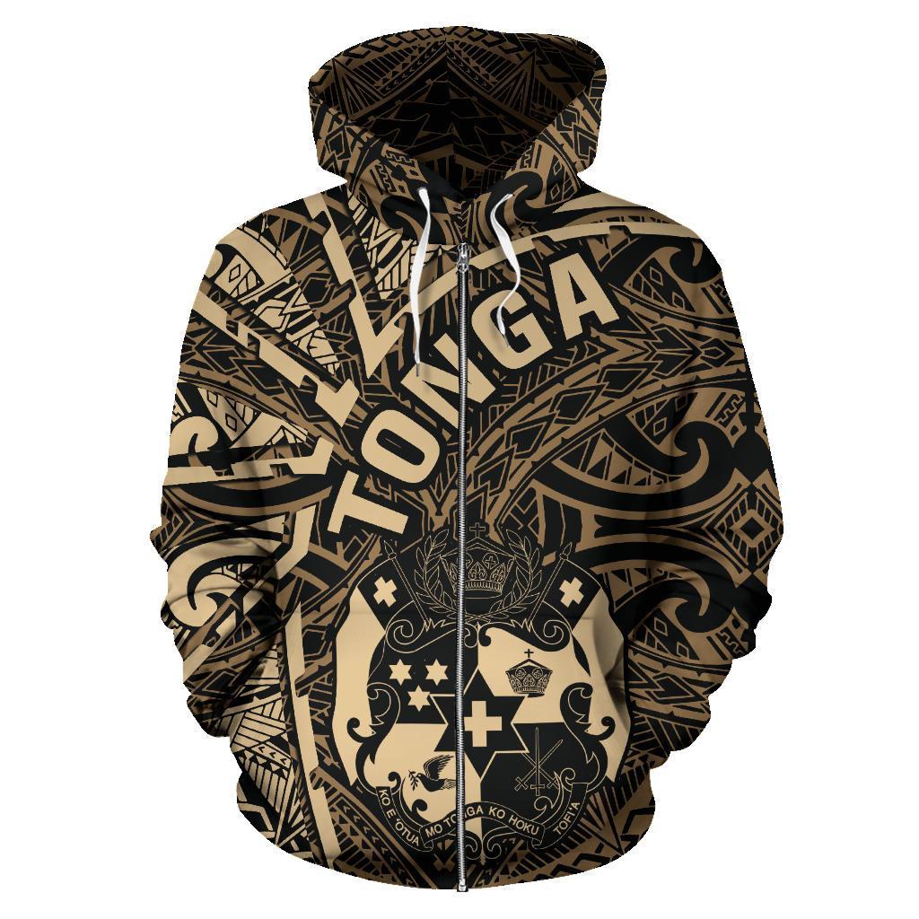 Zip Up Hoodie Tonga Polynesia - Tornado Style Gold - Vibe Hoodie Shop