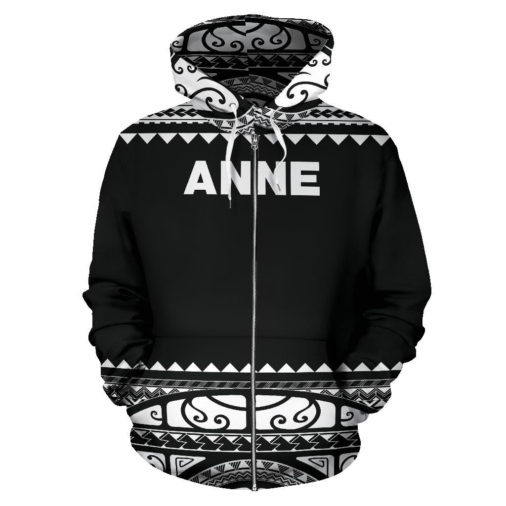 New Zealand Maori Zip Up Hoodie, Aotearoa Silver Fern Zipper Hoodie White - Customized K4X Anne - Vibe Hoodie Shop