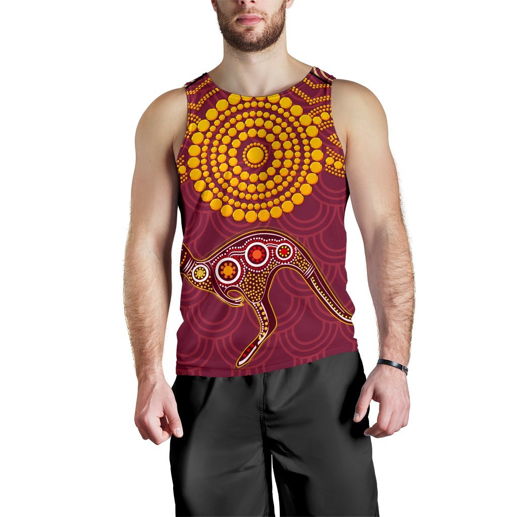 Aboriginal Men's Tank Top - Aboriginal Kangaroo - Vibe Hoodie Shop