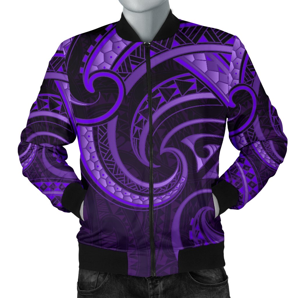 New Zealand Maori Mangopare Men Bomber Jacket Polynesian - Purple - Vibe Hoodie Shop