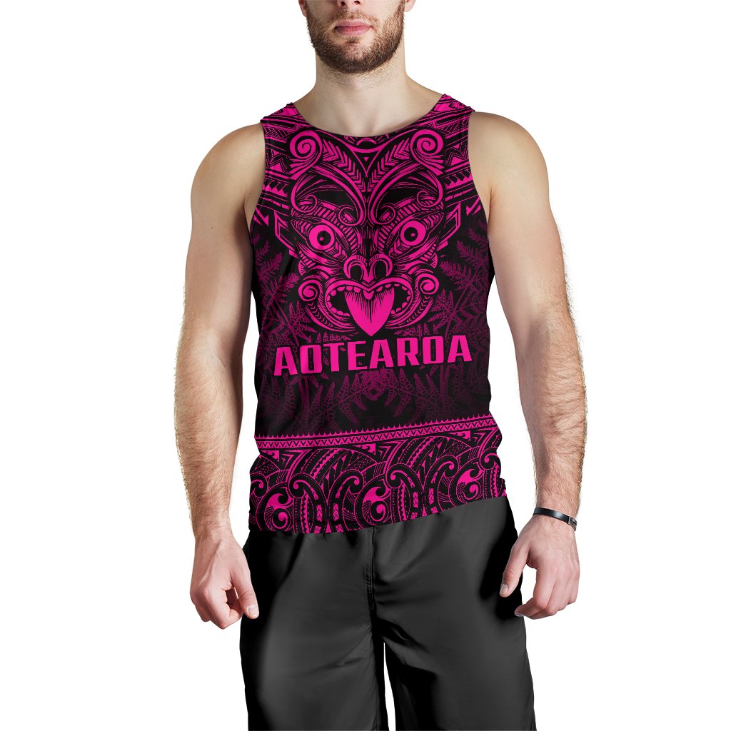 New Zealand Rugby Men's Tank Top Maori Haka - Silver Fern (Pink) - Vibe Hoodie Shop