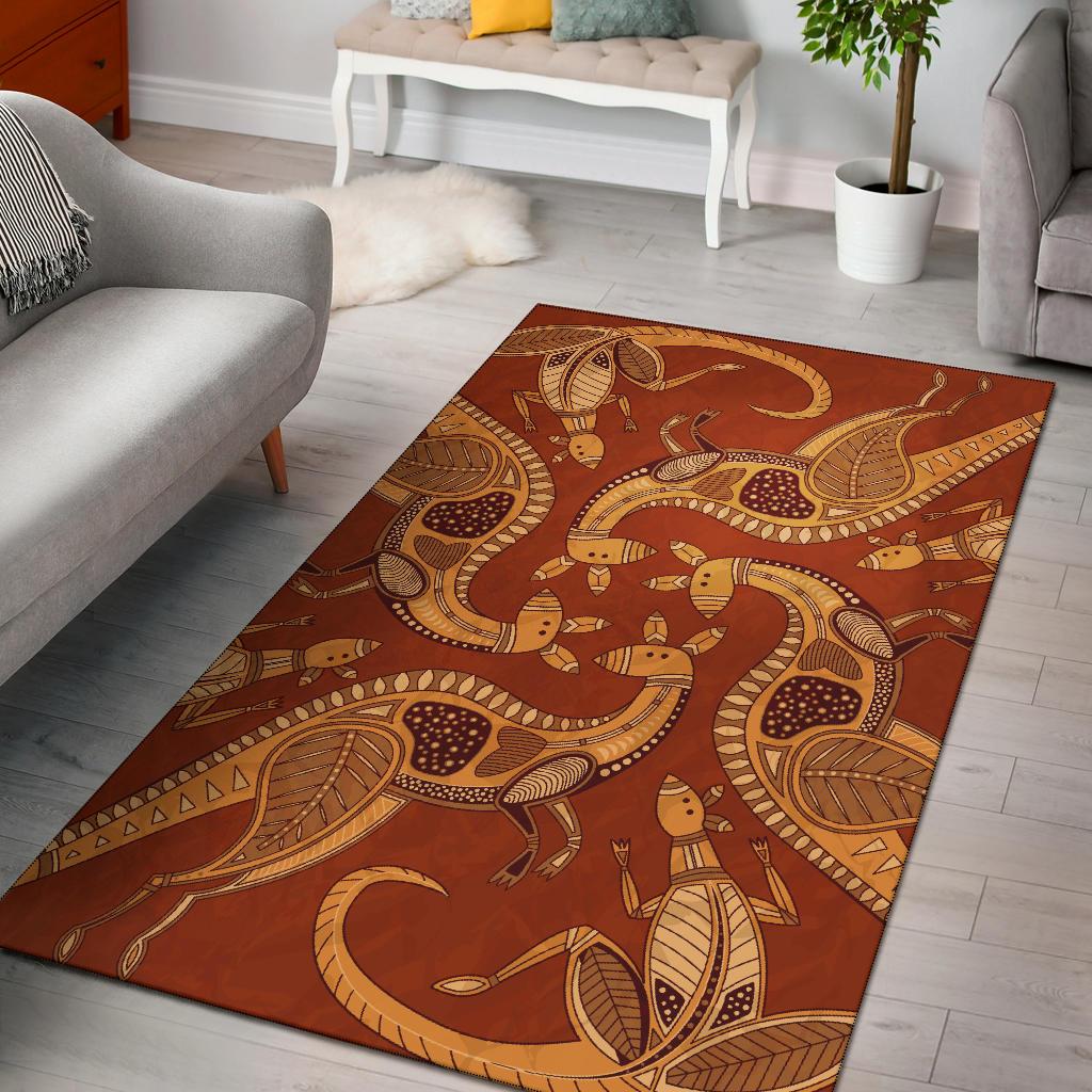 Area Rug - Kangaroo Rug Aboriginal Patterns Ver01 - Vibe Hoodie Shop