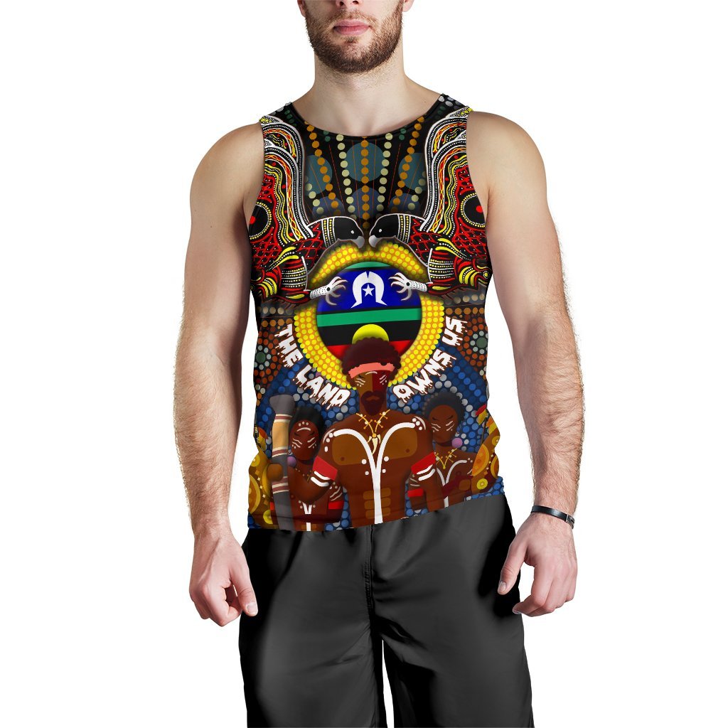 The Land Owns Us Aboriginal Men's Tank Top - Vibe Hoodie Shop