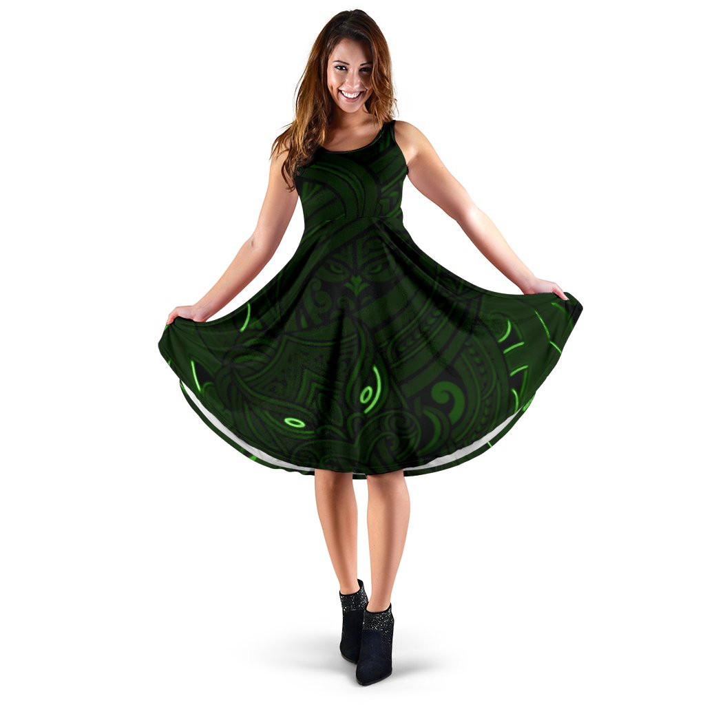 new-zealand-maori-gods-women-midi-dress-tumatauenga-god-of-war-green