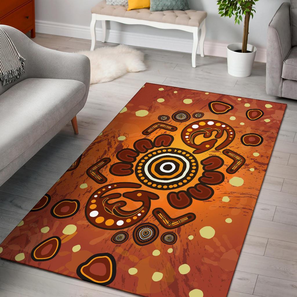 Aboriginal Area Rug - Baby Kangaroo And Dot Painting Patterns - Vibe Hoodie Shop