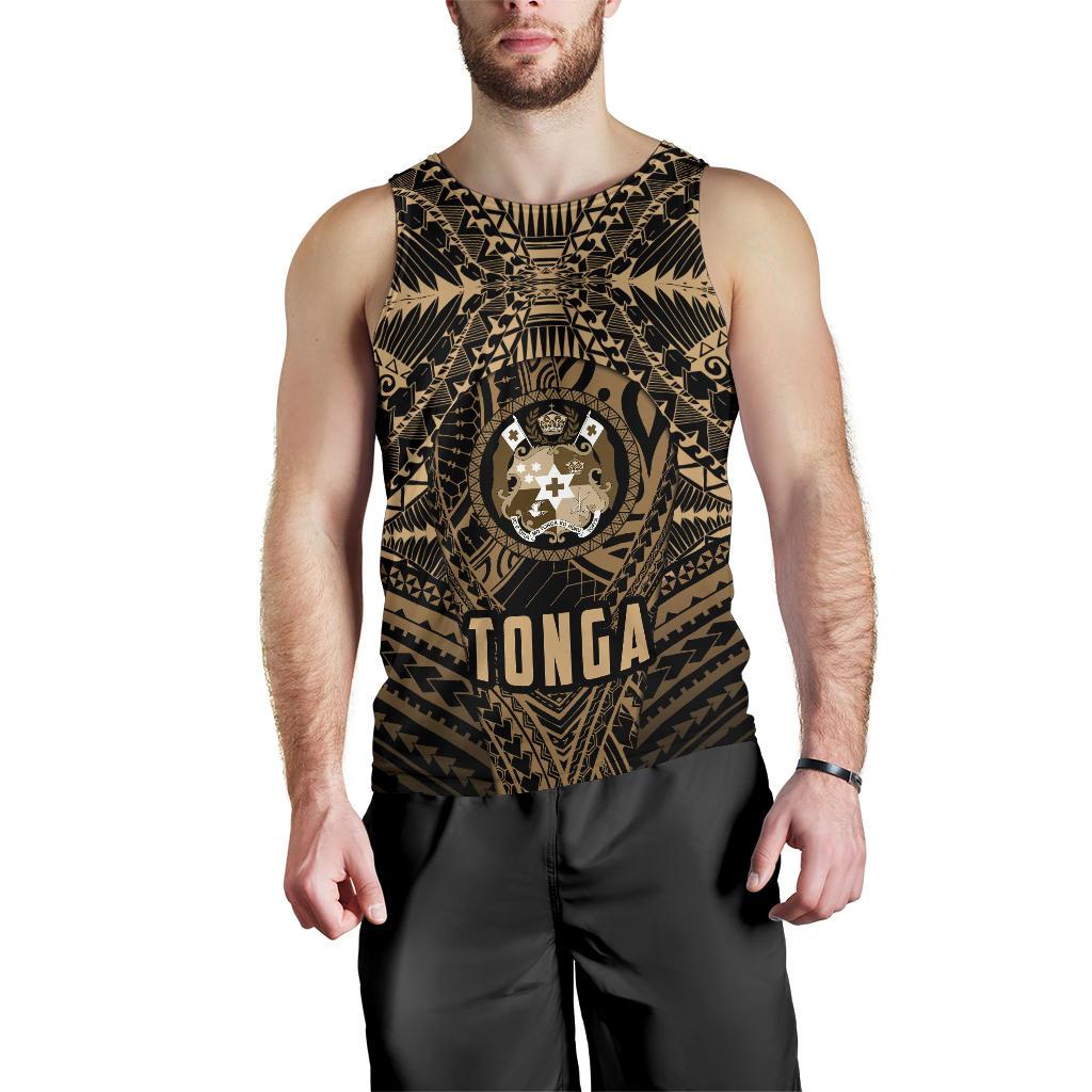 Tonga Tank Top For Men Polynesian Golden Style - Vibe Hoodie Shop