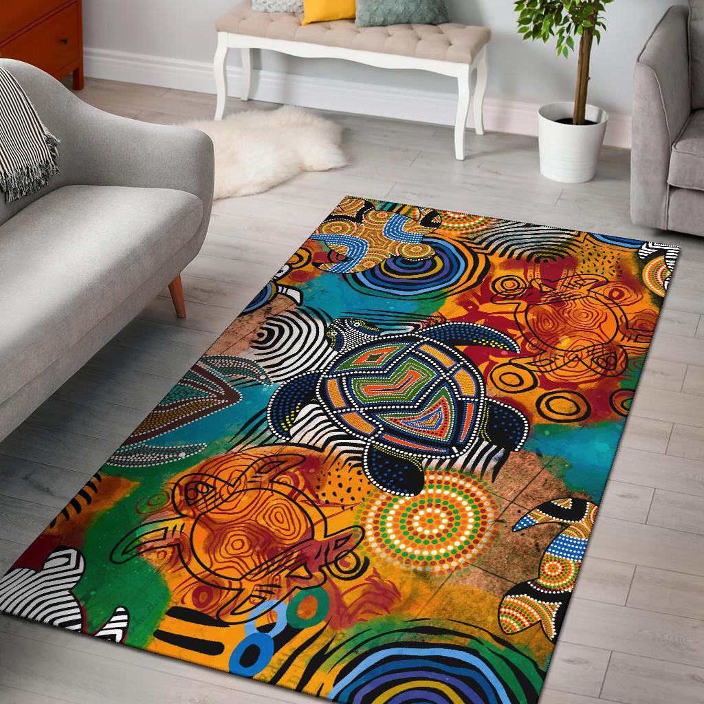 Aboriginal Area Rug - Turtle Indigenous Art - Vibe Hoodie Shop