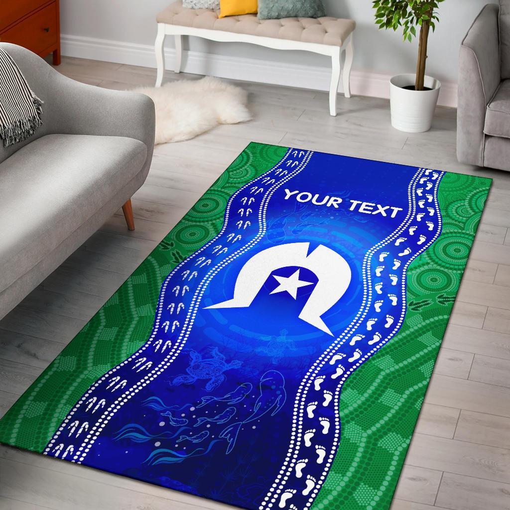 Custom Torres Strait Islanders Area Rug - Torres Symbol With Aboriginal Patterns - Vibe Hoodie Shop