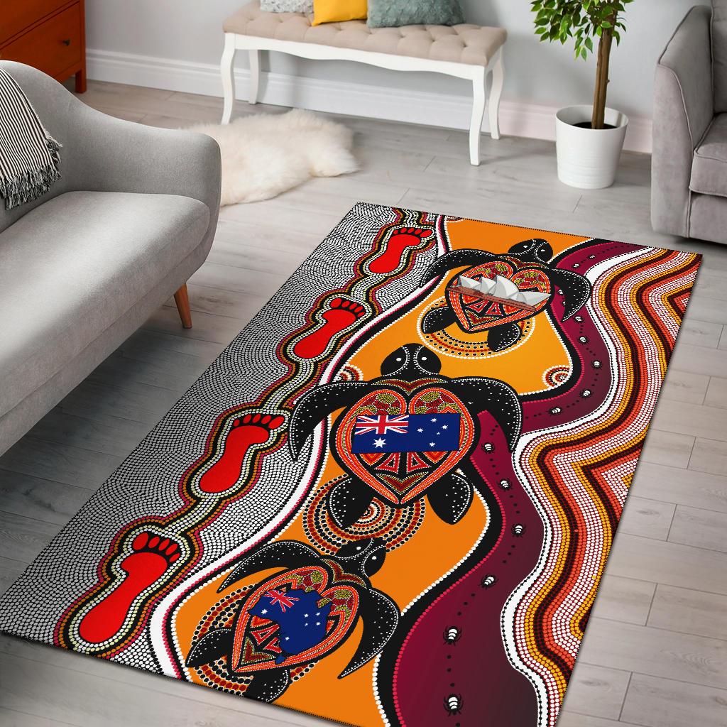 Area Rug - Aboriginal Patterns Bag Turtle - Vibe Hoodie Shop