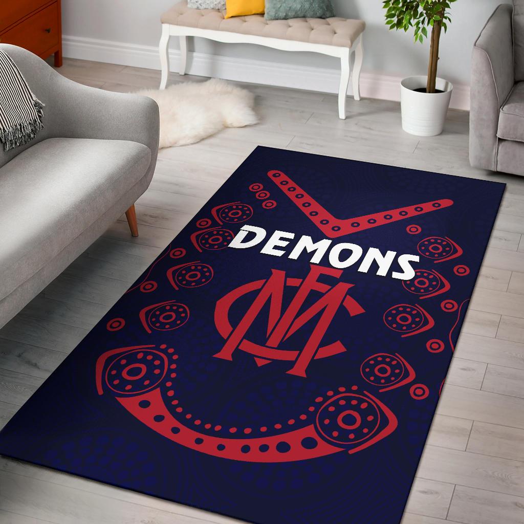 Melbourne Demons Indigenous Area Rug Football - Vibe Hoodie Shop