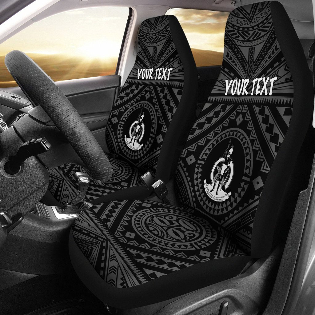 Vanuatu Personalised Car Seat Covers - Vanuatu Seal With Polynesian Tattoo Style - Vibe Hoodie Shop