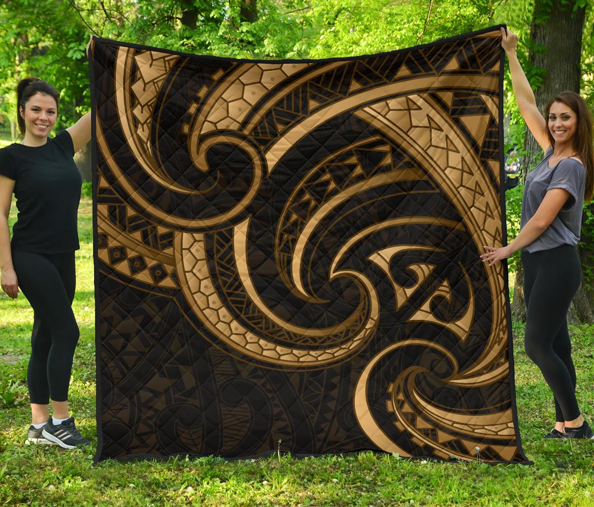 New Zealand Maori Mangopare Premium Quilt Polynesian - Gold - Vibe Hoodie Shop