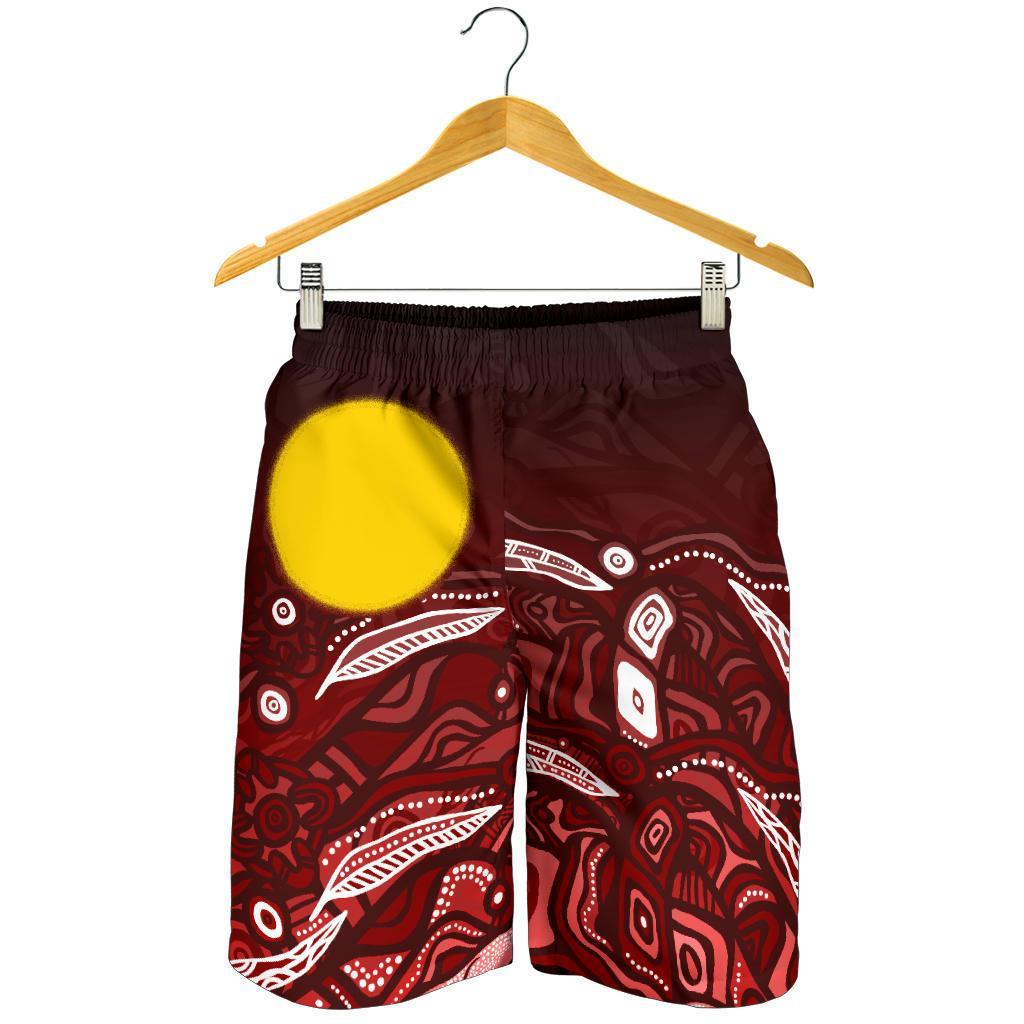 Custom text Aboriginal Men's Shorts - Red Landscape - Vibe Hoodie Shop