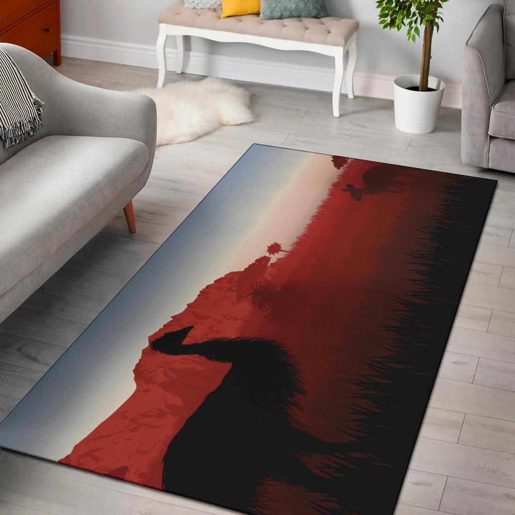 Area Rug - Australian Nature with Emu and Kangaroo - Vibe Hoodie Shop