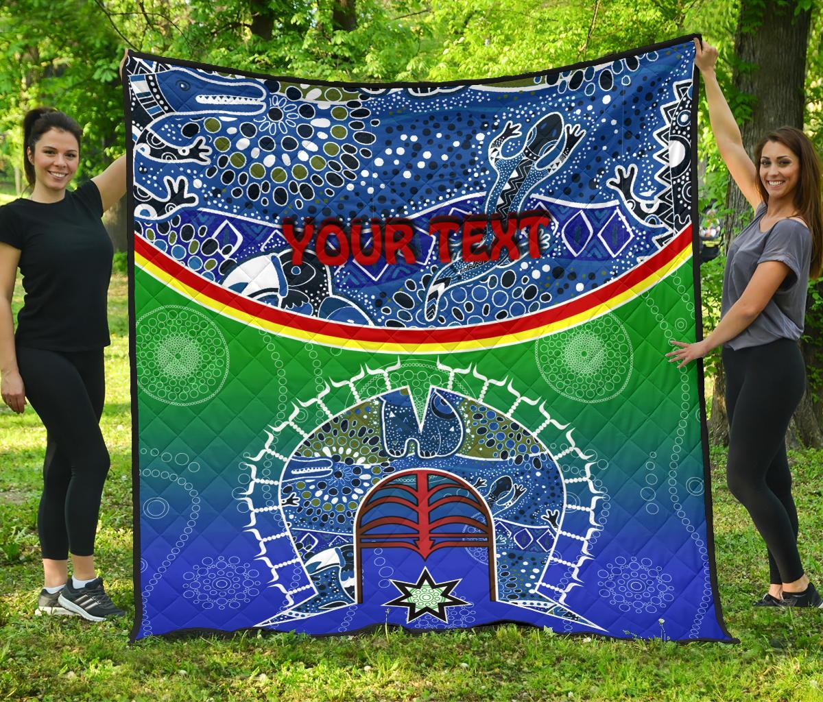 Personalised Premium Quilt - Torres Strait Symbol With Aboriginal Patterns - Vibe Hoodie Shop