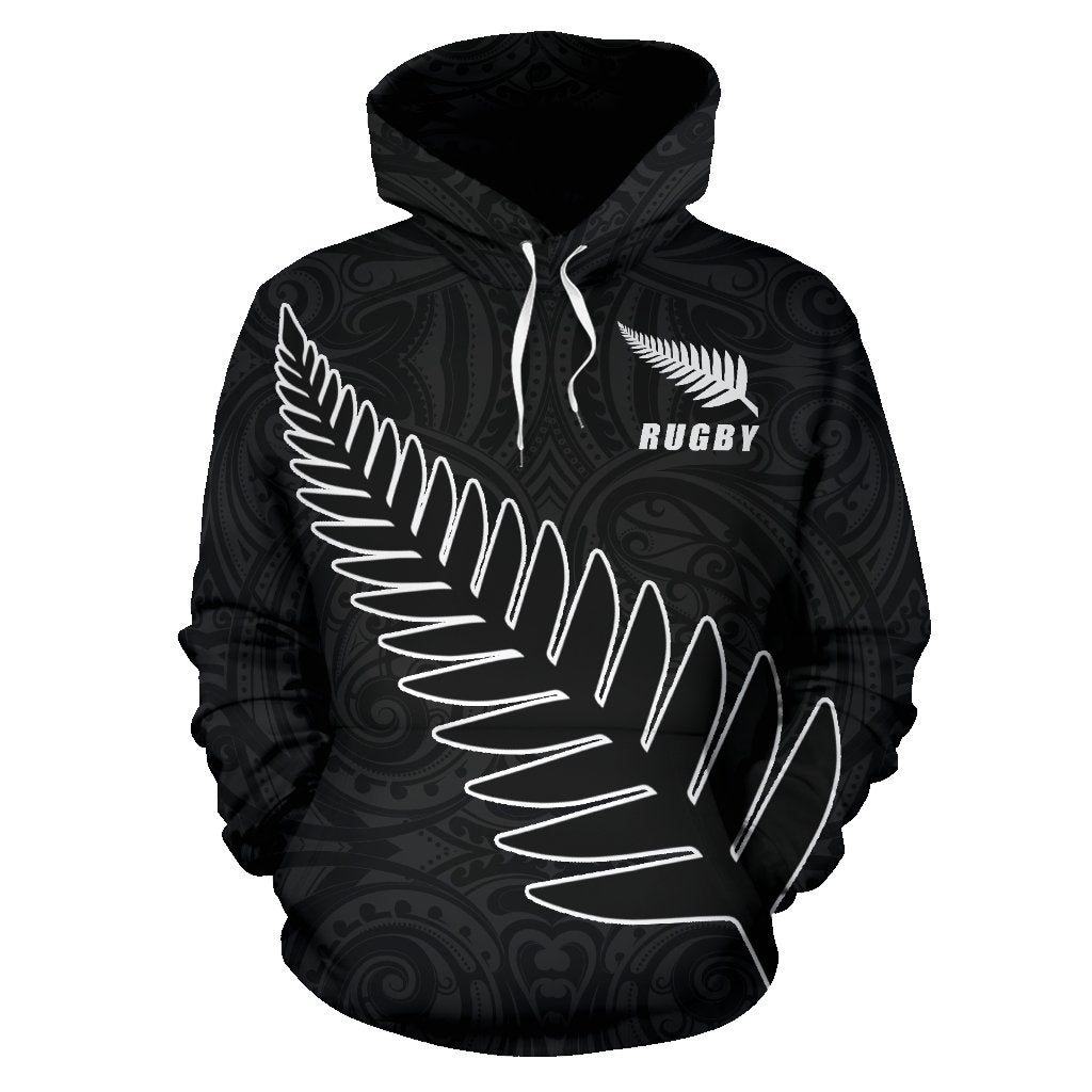 New Zealand Rugby Hoodie, Maori Silver Fern Rugby Pullover Hoodie - Vibe Hoodie Shop
